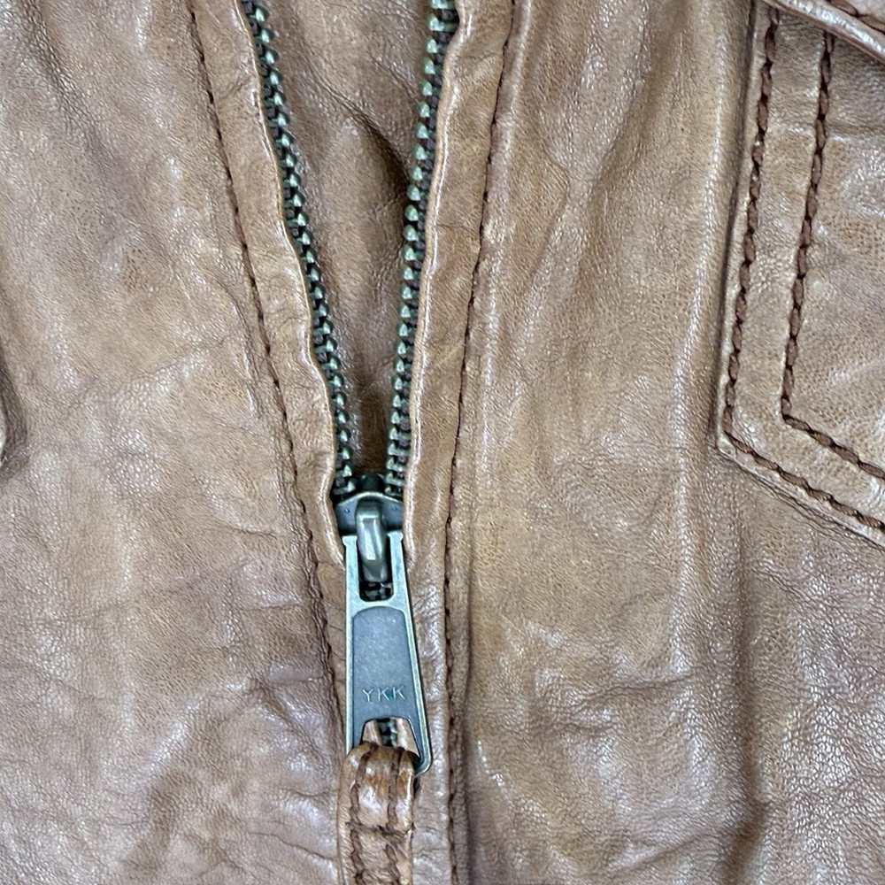 Lucky Brand Vintage Inspired Cognac Leather Jacket Women’s Medium - Picture 5 of 10